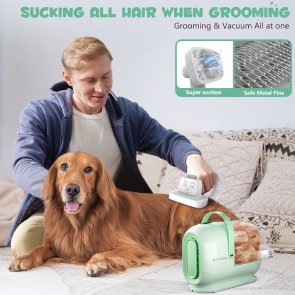 Homeika Upgraded Dog Grooming Kit, 3L Low Noise Pet Groommer Kit Vacuum Cleaner, Electric Clippers Cleaning Sets, 5 Guide Combs (3mm-24mm), Home Pet Hair Vacuum for Shedding Grooming,for Dogs Cats