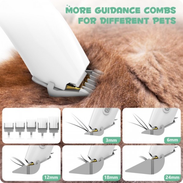 Homeika Upgraded Dog Grooming Kit, 3L Low Noise Pet Groommer Kit Vacuum Cleaner, Electric Clippers Cleaning Sets, 5 Guide Combs (3mm-24mm), Home Pet Hair Vacuum for Shedding Grooming,for Dogs Cats