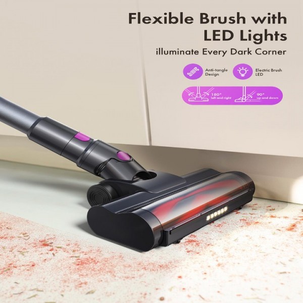 Homeika Cordless Vacuum Cleaner, 300W 23KPa Powerful Suction Vacuum with LED Display, 3 Suction, 48mins Runtime, Lightweight Stick Cleaner with Sofa Brush for Hard Floor/Carpet/Pet Hair/Car, Black