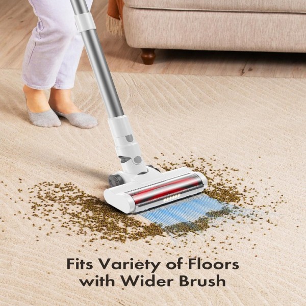 Homeika Cordless Vacuum Cleaner, 300W 23KPa Powerful Suction Vacuum with LED Display, 3 Suction, 48mins Runtime, Lightweight Stick Cleaner with Sofa Brush for Hard Floor/Carpet/Pet Hair/Car, White