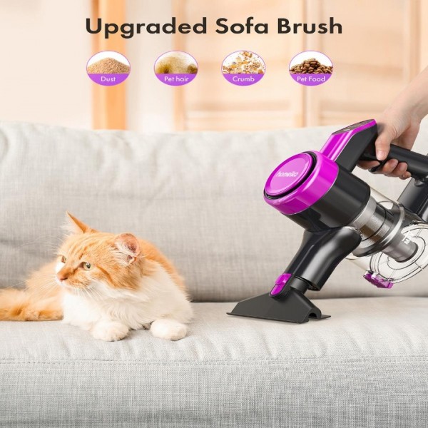 Homeika Cordless Vacuum Cleaner, 300W 23KPa Powerful Suction Vacuum with LED Display, 3 Suction, 48mins Runtime, Lightweight Stick Cleaner with Sofa Brush for Hard Floor/Carpet/Pet Hair/Car, Black
