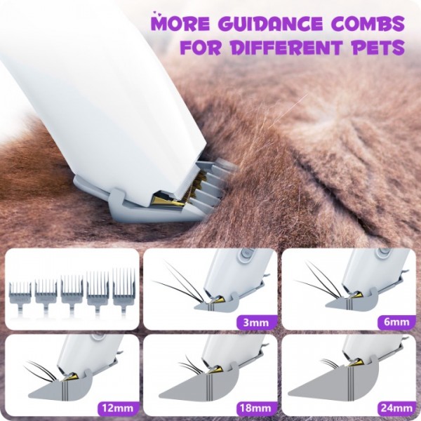 Homeika Upgraded Dog Grooming Kit, 3L Low Noise Pet Groommer Kit Vacuum Cleaner, Electric Clippers Cleaning Sets, 5 Guide Combs (3mm-24mm), Home Pet Hair Vacuum for Shedding Grooming,for Dogs Cats