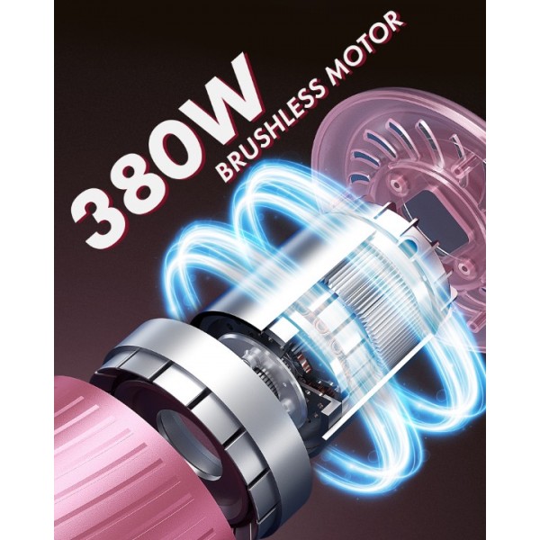 Homeika H320 Cordless Vacuum Cleaner, 28KPA Powerful Suction 8-in-1 Multi-Tool 55min Runtime LED Motorized Brush One-Click Dust Emptying for Pet Hair and Allergies,Pink